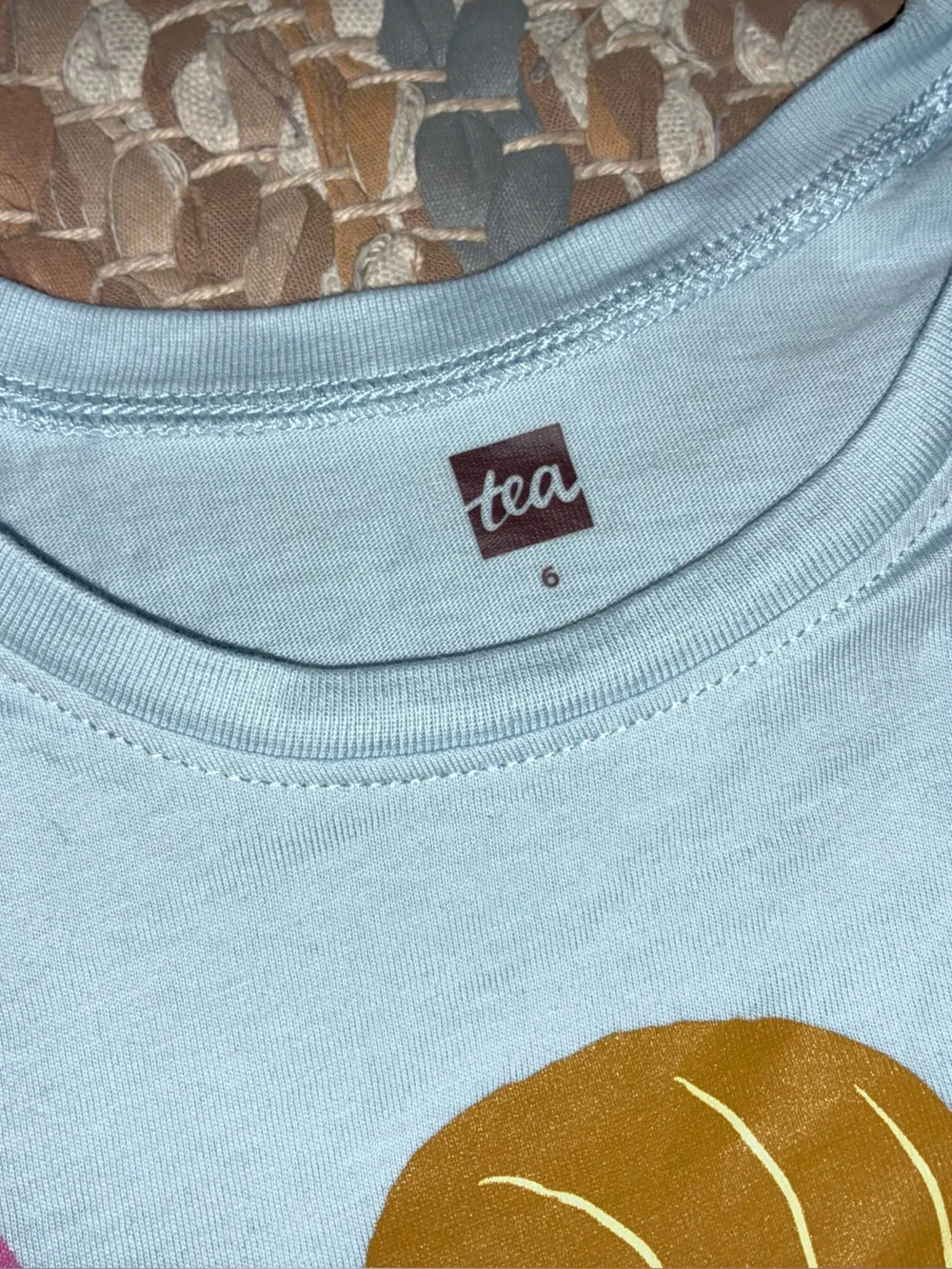 Tea Collection Light Blue Long-Sleeve Tee with Pink Basket Fruit Print